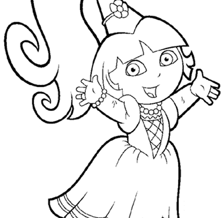 Dora l’ esploratrice vestita da principessa disegno da colorare