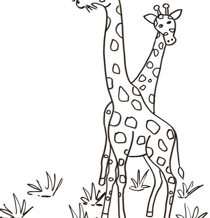 Due buffe giraffe da stampare e da colorare gratuitamente