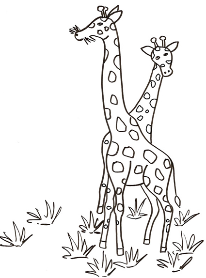 Due buffe giraffe da stampare e da colorare gratuitamente
