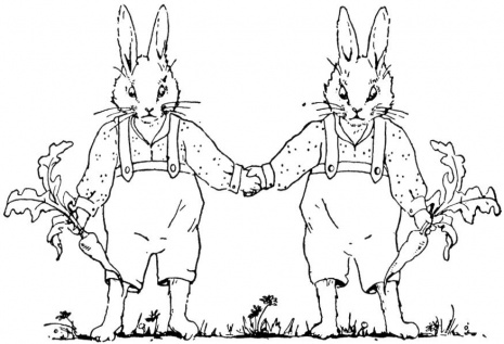 Due conigli da colorare gratis per i bambini
