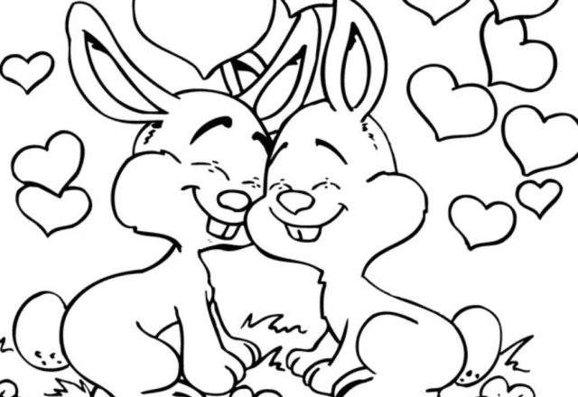 Due conigli innamorati disegno da colorare