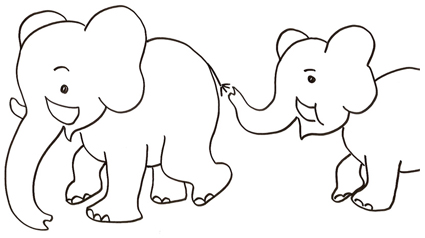 Due piccoli elefanti da stampare e da colorare gratis