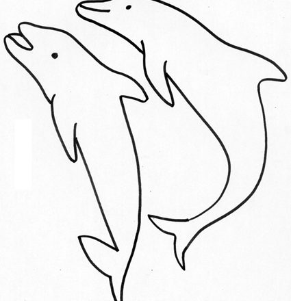 Due piccoli semplici delfini disegno da colorare