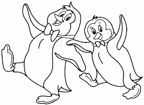 Due pinguini allegri disegni da colorare per bambini