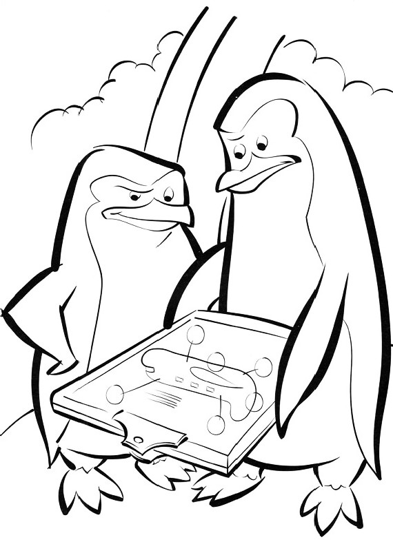 Due pinguini del film cartone animato Madagascar da colorare