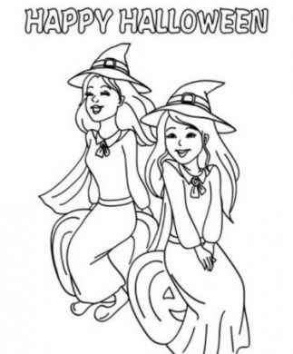 Due ragazze streghe disegni da colorare Halloween