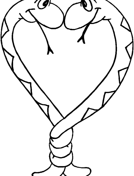 Due serpenti innamorati che formano un cuore disegni da colorare gratis