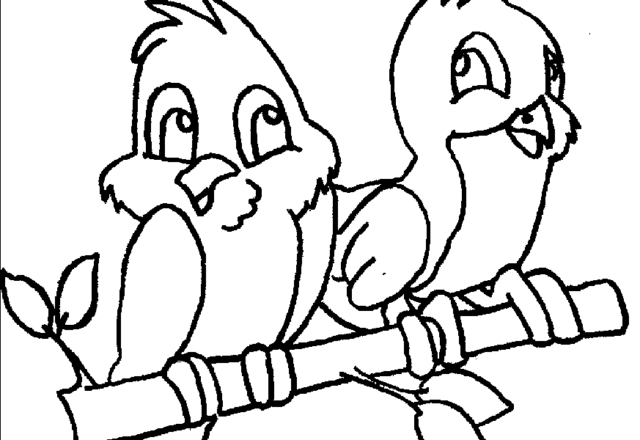Due simpatici uccellini disegno da colorare