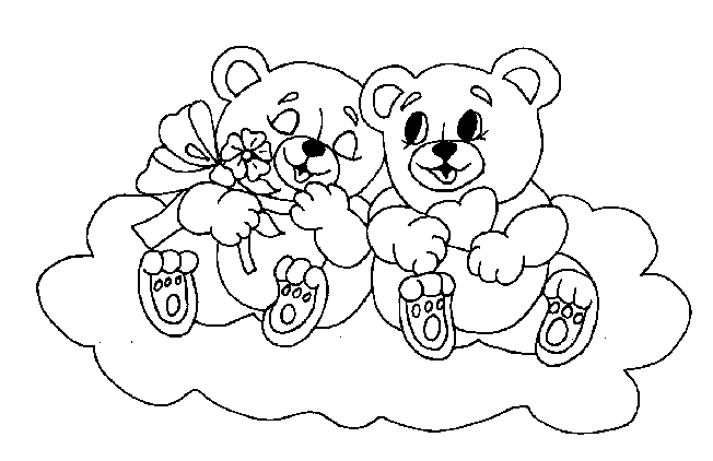 Due teneri orsetti sulle nuvole da colorare