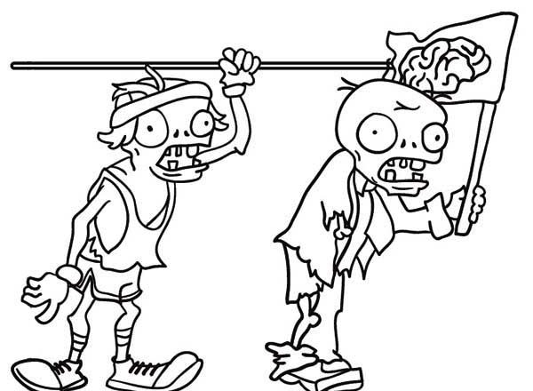 Due zombie del videogioco disegno da colorare gratis