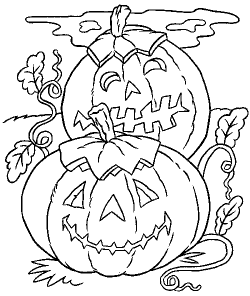 Due zucche di Halloween disegni da colorare