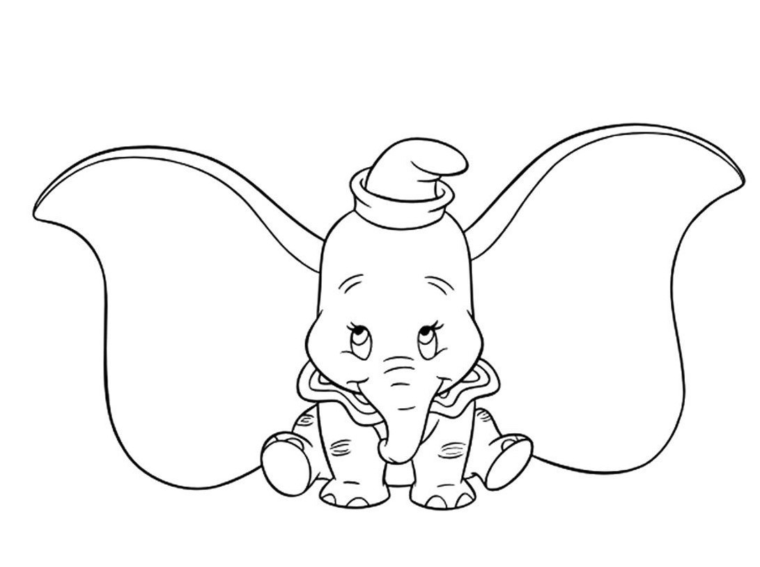 Dumbo elefantico con le orecchie grandi segni da colorare