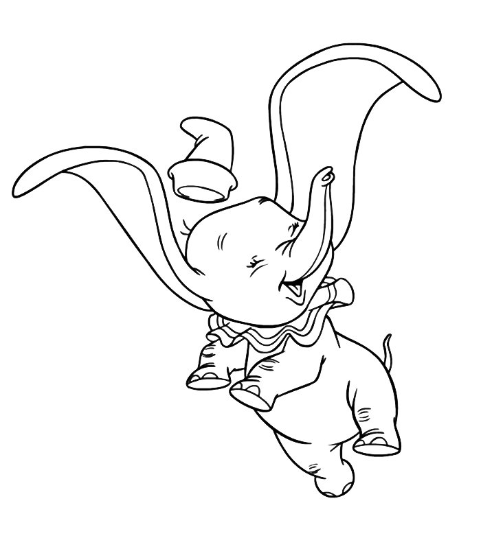 Dumbo felice disegni da colorare per bambini
