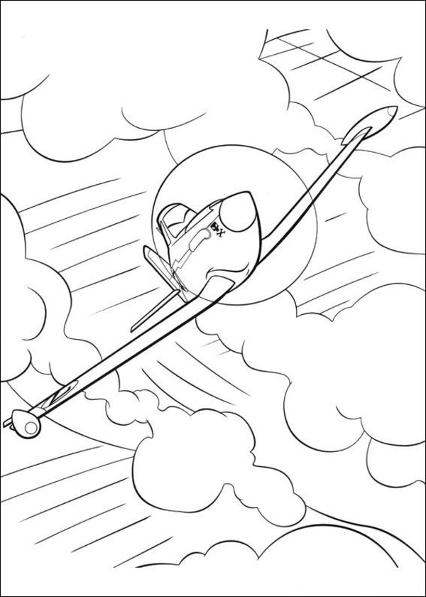 Dusty Crophopper in volo sopra le nuvole disegno da colorare