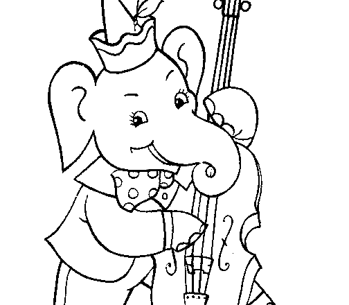 Elefante che suona il violino disegno da colorare