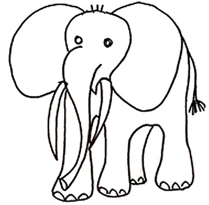 Elefante con lunghe zanne da colorare gratis