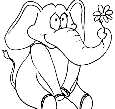 Elefante con un fiore margherita disegno da colorare gratis