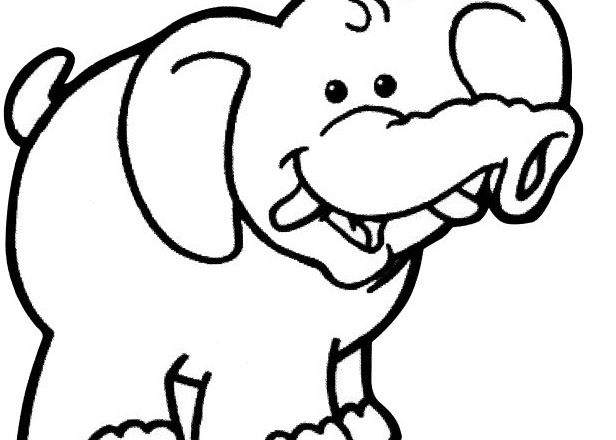 Elefante cucciolo sorridente disegno da stampare e colorare gratis