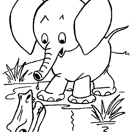 Elefante e coccodrillo disegno da colorare gratis