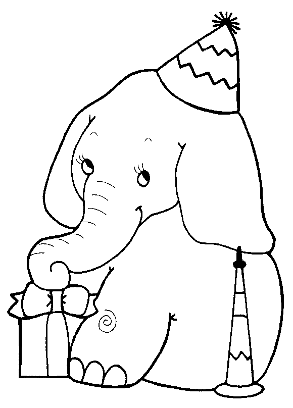 Elefante festa di compleanno disegno da stampare e colorare