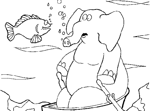 Elefante in fondo al mare disegno da colorare