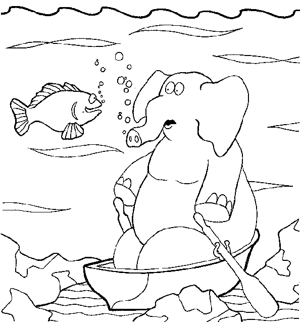 Elefante in fondo al mare disegno da colorare