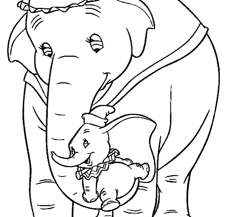 Elefante mamma e elefante figlio disegni da colorare