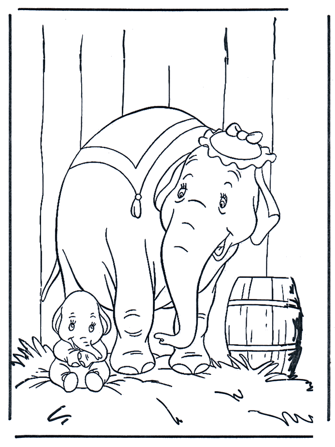 Elefante mamma e piccolo disegno da stampare e colorare