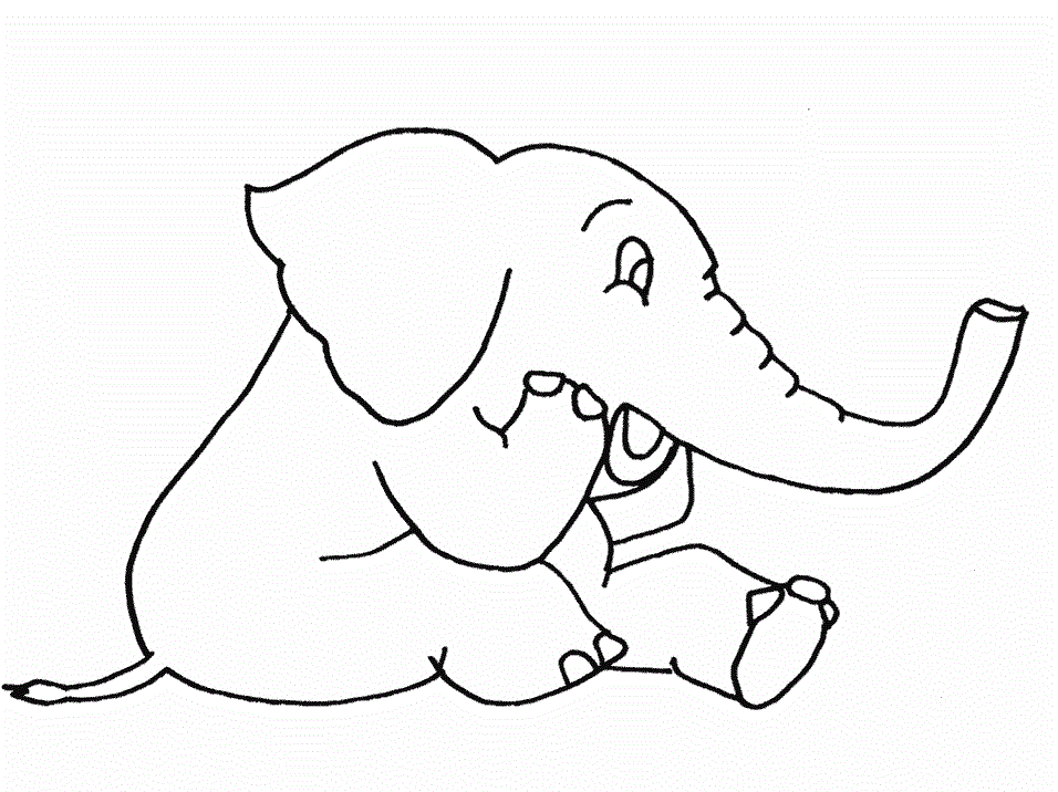 Elefante seduto pensieroso disegno da colorare