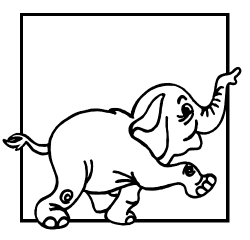 Elefantino in cornice quadrata disegno da colorare