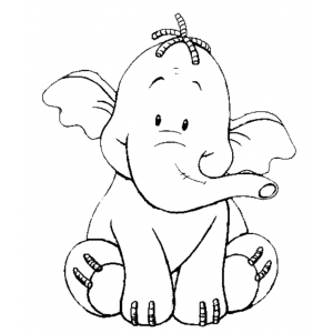 Elefantino seduto disegno da colorare