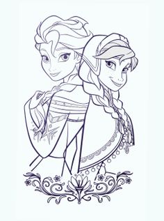 Elsa e Anna 2 disegni da colorare gratis