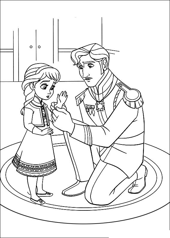 Elsa e il papà disegni da colorare gratis
