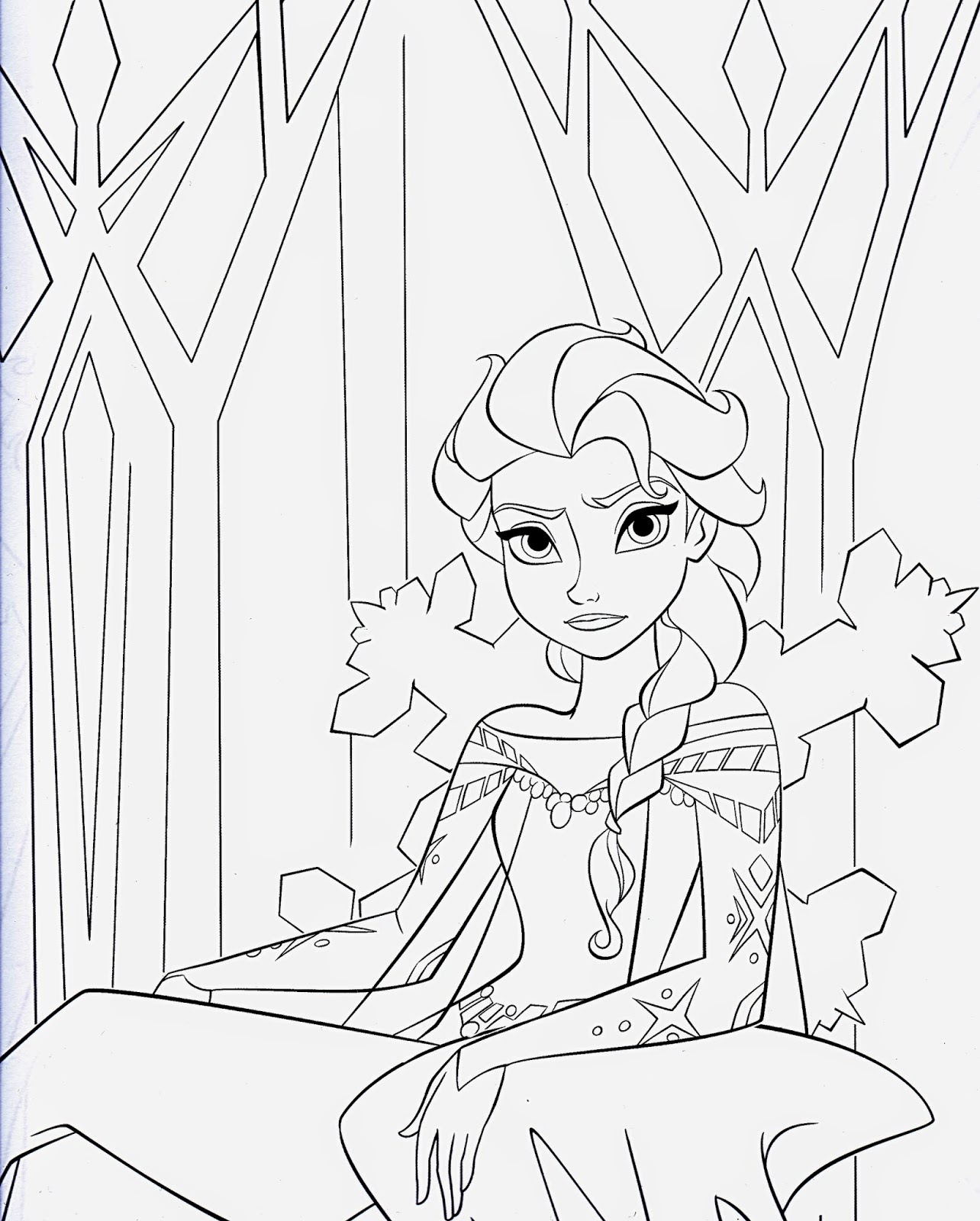 Elsa sul suo trono disegni da colorare gratis