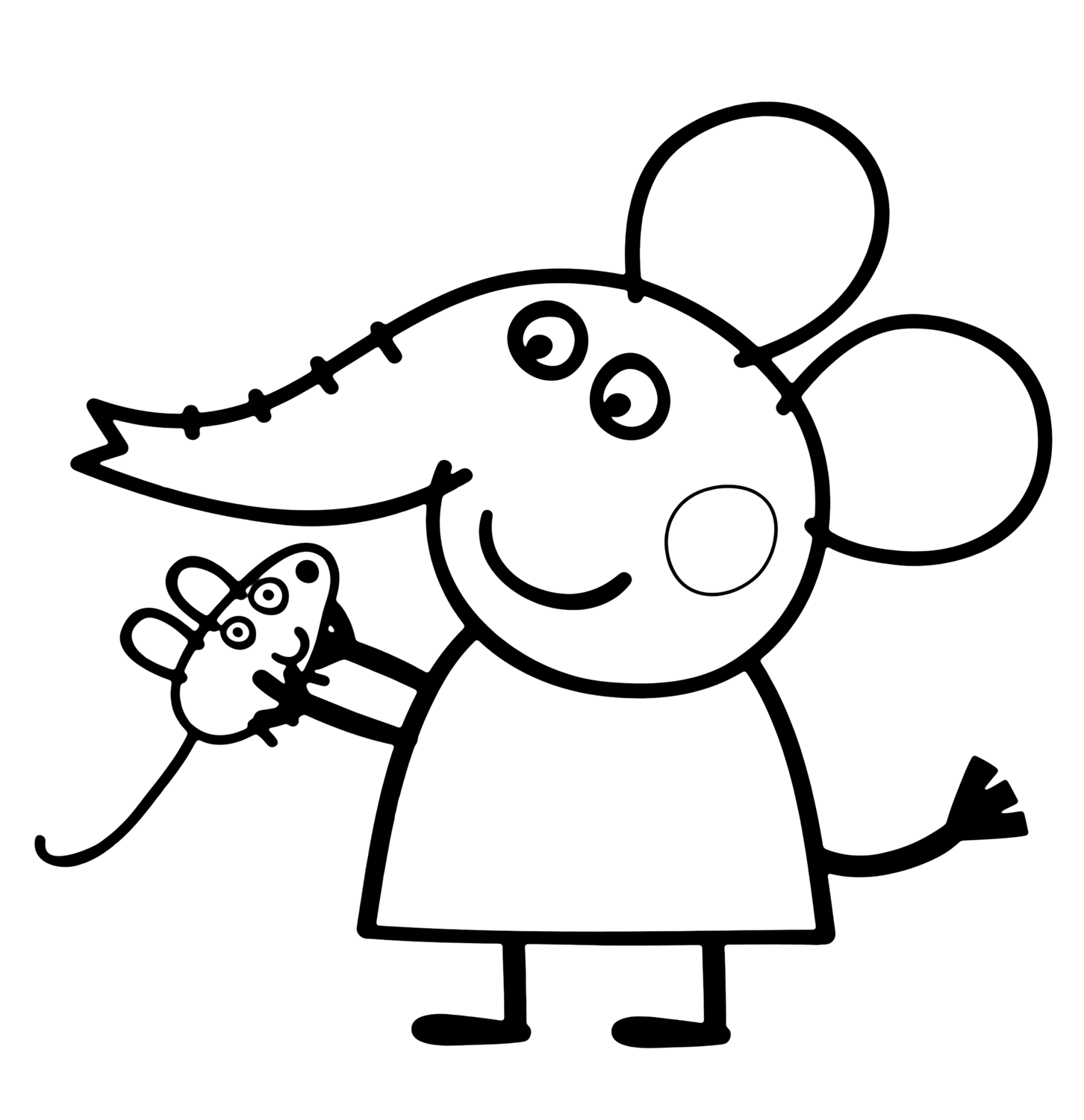 Emily elefante con topolino disegno da colorare gratis