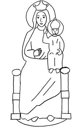 Facile disegno da colorare Madonna con bambino
