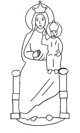 Facile disegno da colorare Madonna con bambino