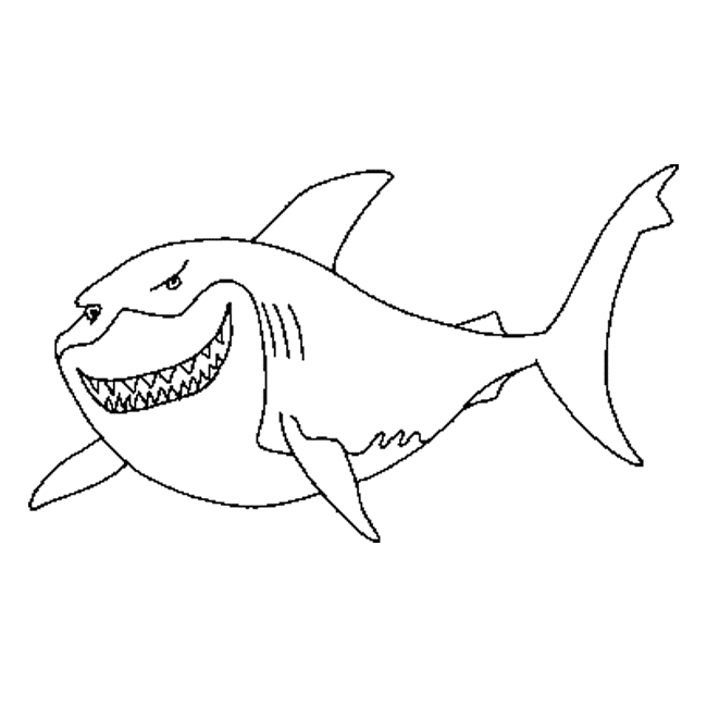 Facile disegno di squalo da colorare per bambini