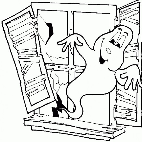 Fantasma che esce dalla finestra disegno da colorare Halloween