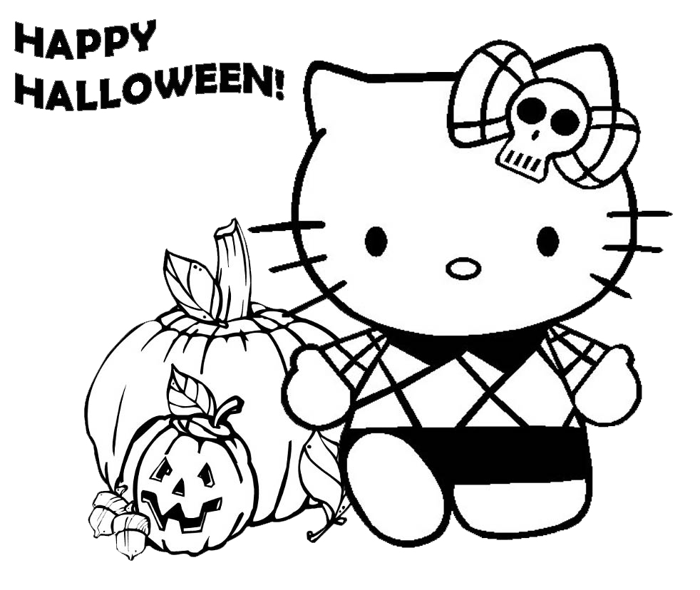 Felice Halloween con Hello Kitty disegno da colorare gratis