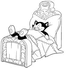 Figaro nel letto disegni da colorare gratis