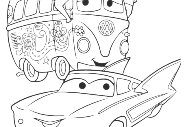 Fillmore e Flo Cars Disney immagini da colorare