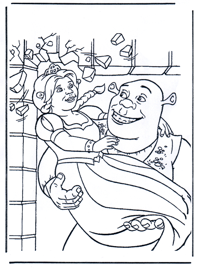 Fiona e Shrek insieme disegno da colorare