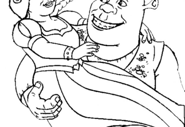 Fiona in braccio a Shrek disegno da colorare