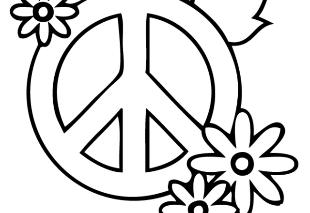 Fiori e simbolo della pace disegno da colorare