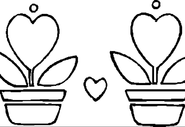 Fiori nel vaso a forma di cuore disegni per bambini