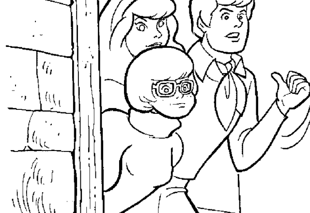 Fred Velma e Daphne si nascondono disegni da colorare