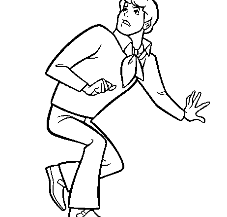 Fred personaggio di Scooby Doo cammina senza far rumore da colorare