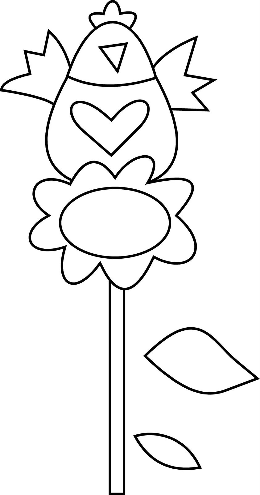 Gallina sul fiore girasole disegno da colorare per bambini