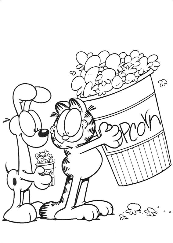 Garfield Odie e i popcorn disegni da colorare